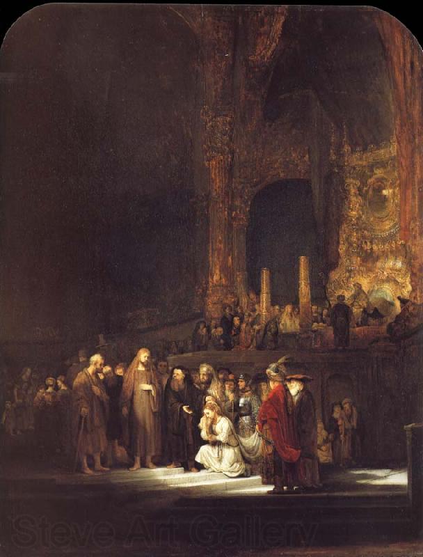 REMBRANDT Harmenszoon van Rijn The Woman Taken in Adultery France oil painting art